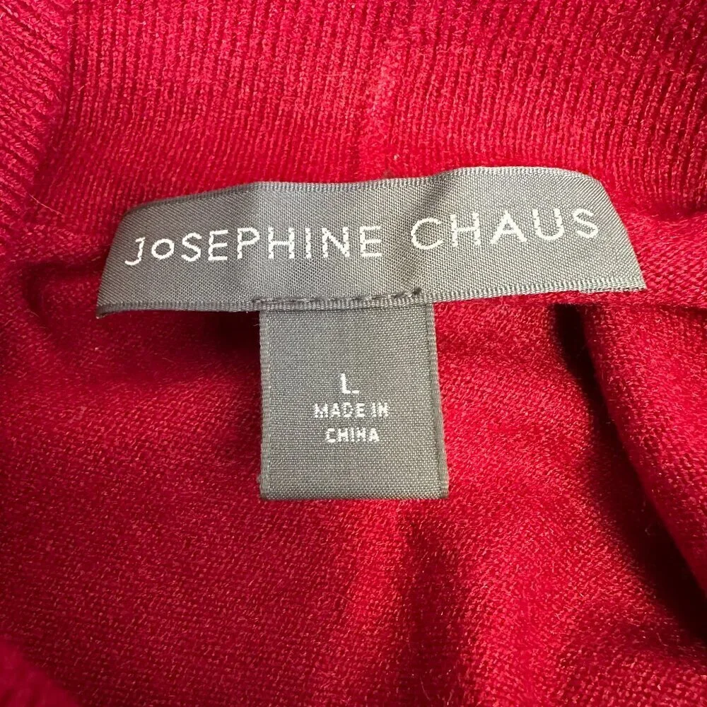 JOSEPHINE CHAUS WOMEN'S RED COWL NECK PULLOVER SWEATER SIZE L (LARGE)